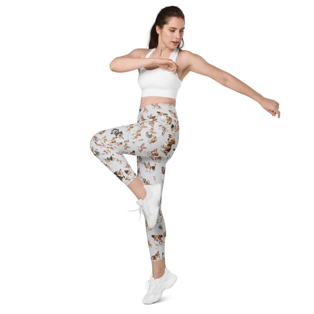 Good Dog Parade on Leggings with Pockets — Left Front