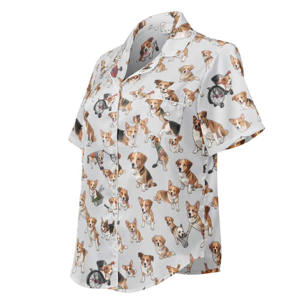Good Dog Parade on Women's Short Sleeve Pajama Top — Left Front