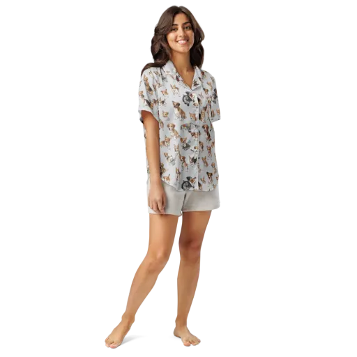 Good Dog Parade on a Women's Short Sleeve Pajama Top