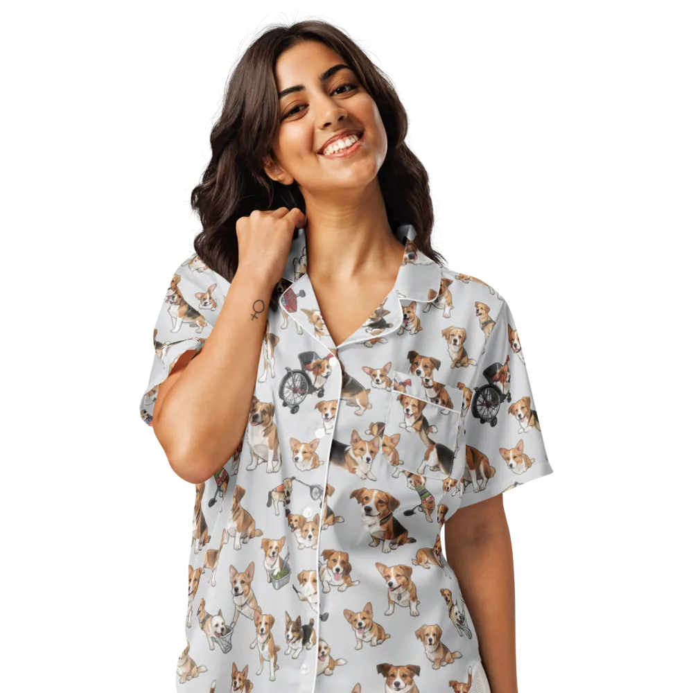 Good Dog Parade on Women's Short Sleeve Pajama Top — Front
