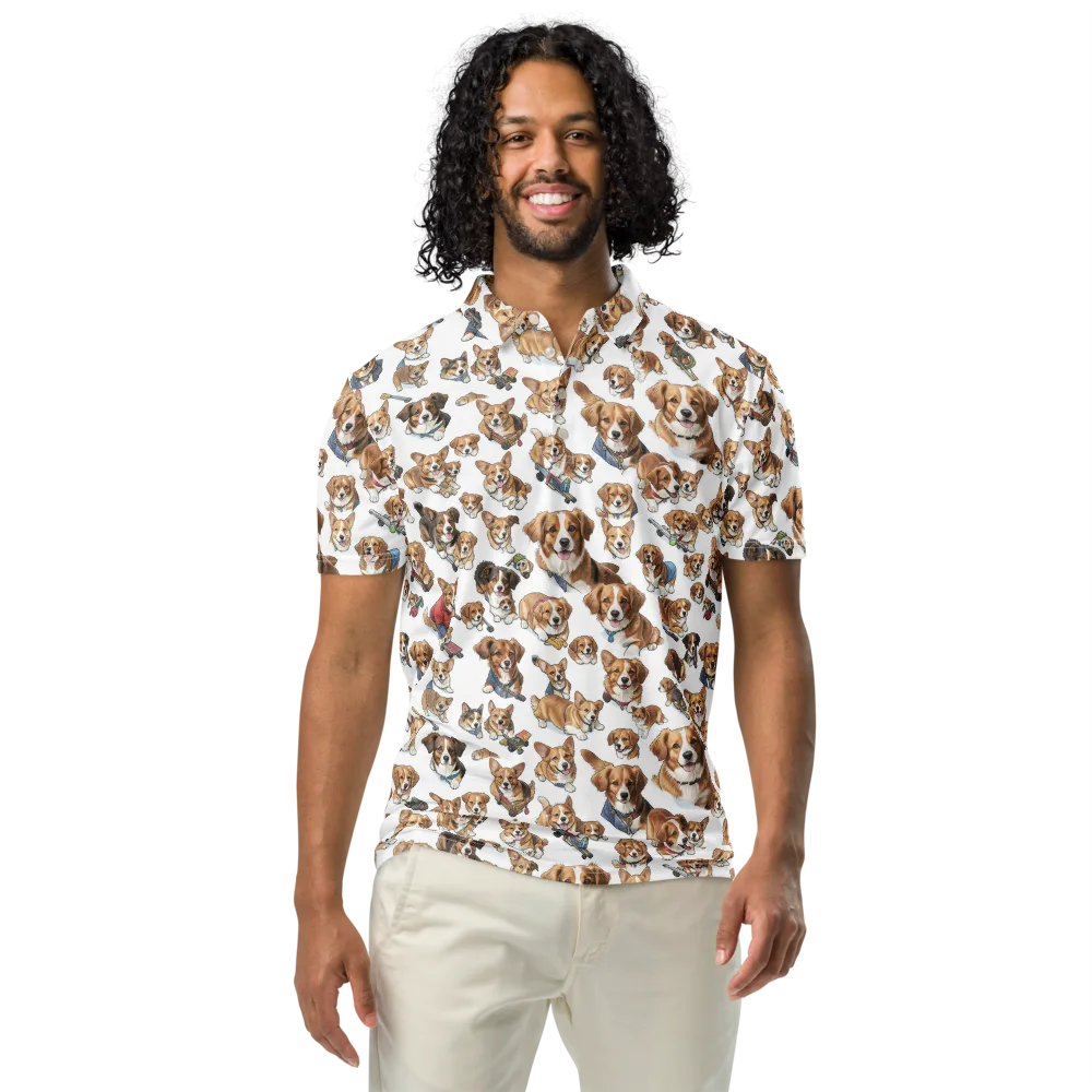 Paws On Parade on Men's Slim Fit Polo Shirt — Front