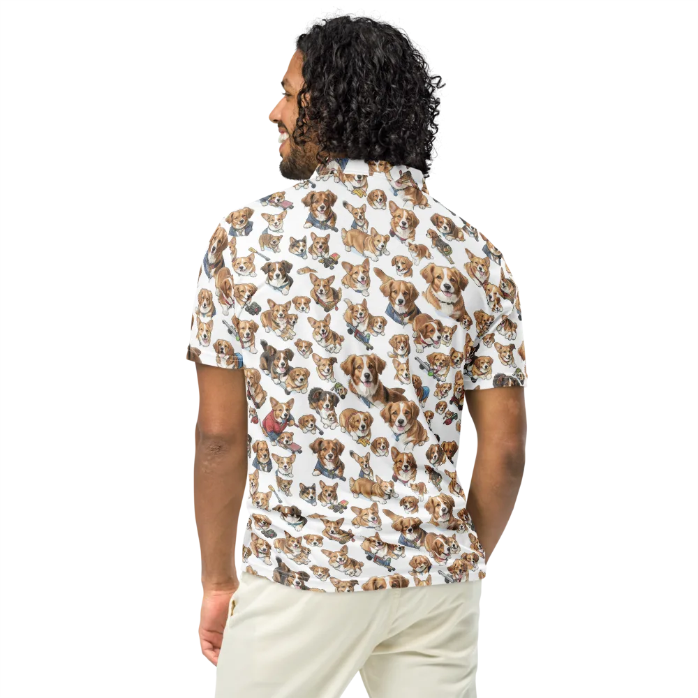 Paws On Parade on Men's Slim Fit Polo Shirt — Back