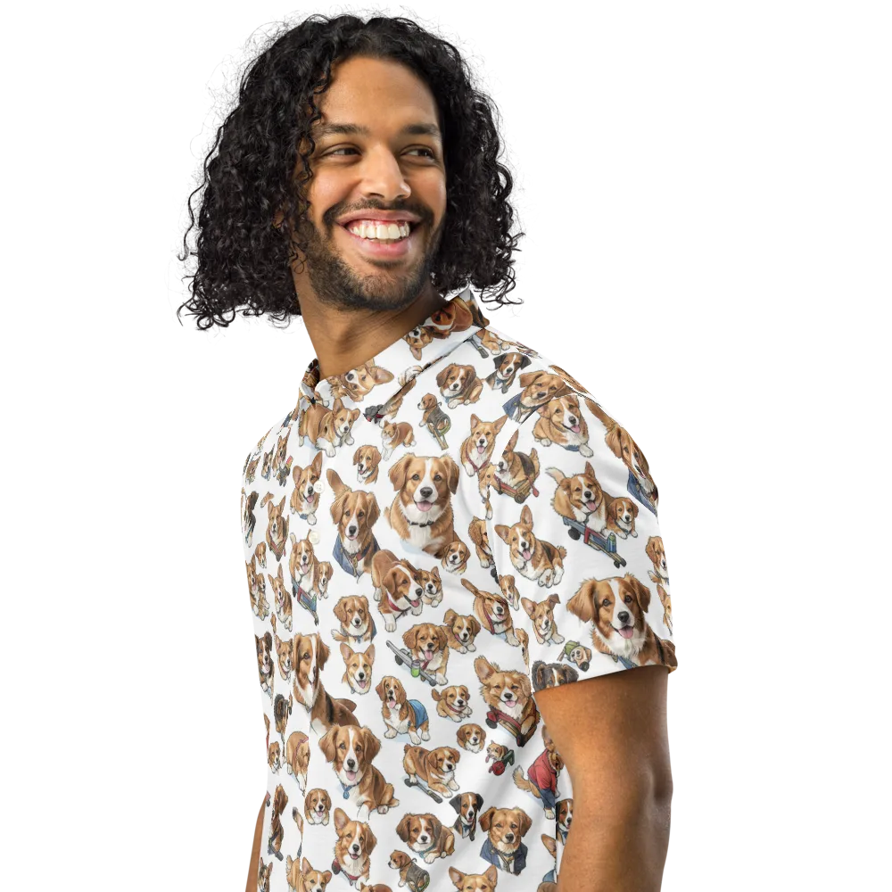 Paws On Parade on Men's Slim Fit Polo Shirt — Left Front