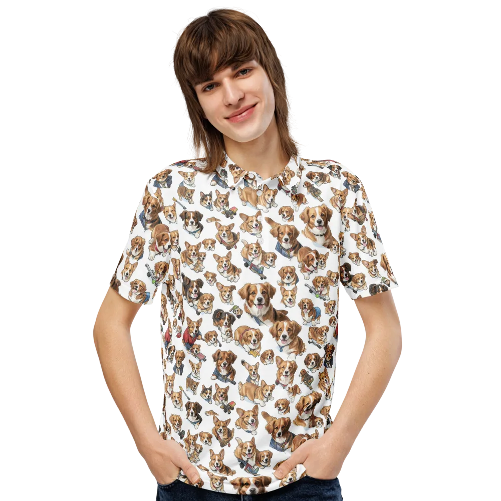 Paws On Parade on Men's Slim Fit Polo Shirt — Front