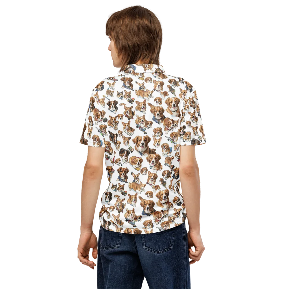 Paws On Parade on Men's Slim Fit Polo Shirt — Back