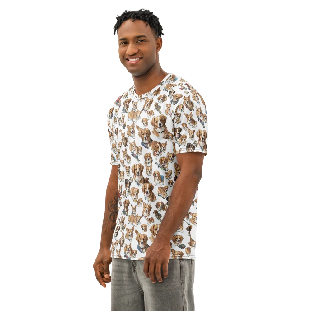 Paws On Parade on Men's Cotton Crew Neck T-Shirt — Left Front