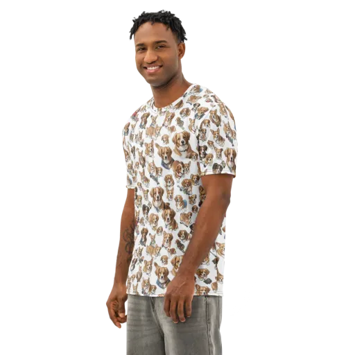 Paws On Parade on a Men's Cotton Crew Neck T-Shirt