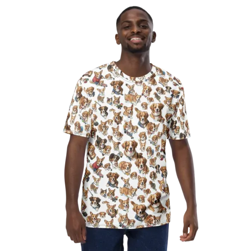 Paws On Parade on a Men's Crew Neck T-Shirt
