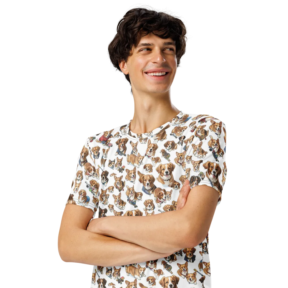 Paws On Parade on Men's Crew Neck T-Shirt — Left Front