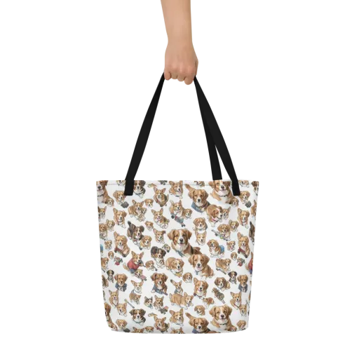 Paws On Parade on a Large Tote Bag W/ Pocket
