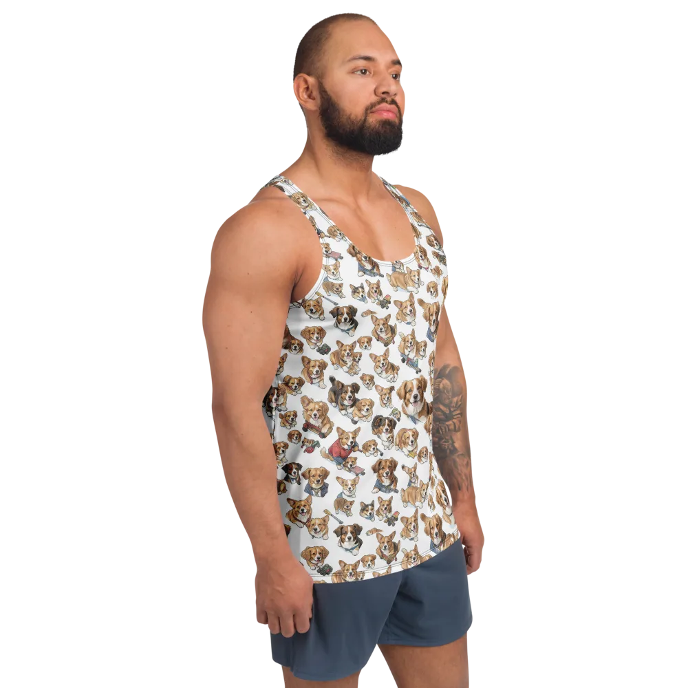 Paws On Parade on Men's Tank Top — Right Front