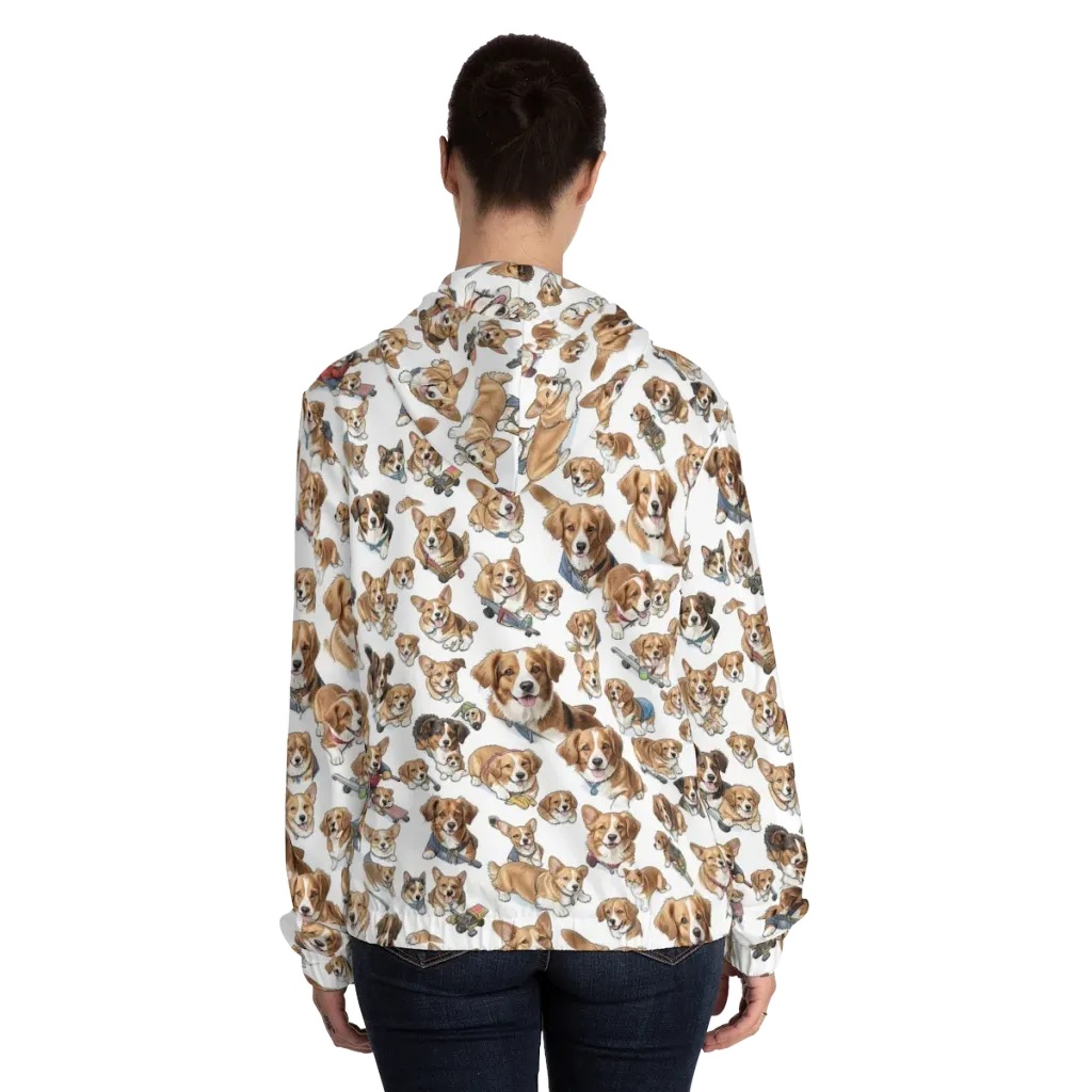 Paws On Parade on Women's Full-Zip Hoodie — Back On Person