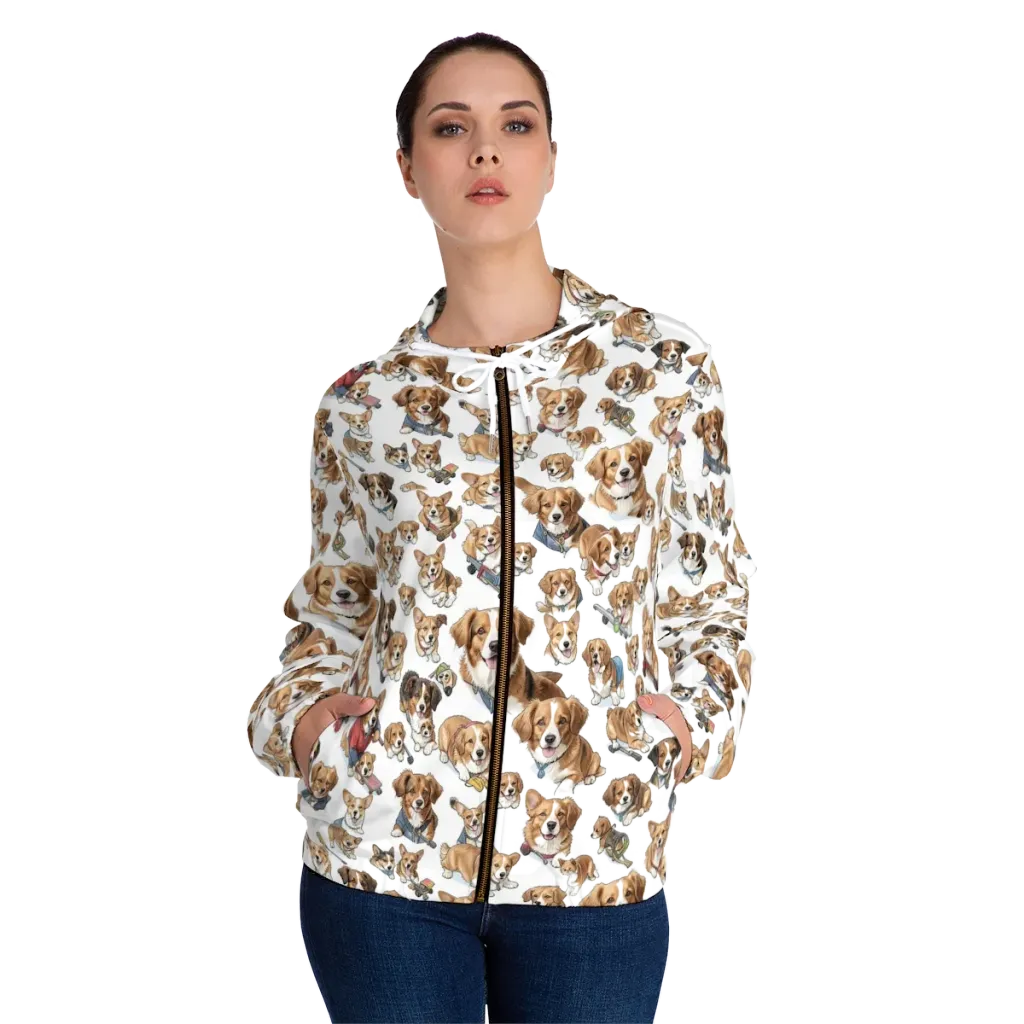 Paws On Parade on Women's Full-Zip Hoodie — Front On Person