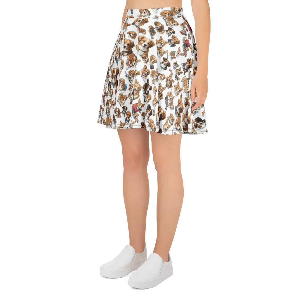 Paws On Parade on Skater Skirt — Left