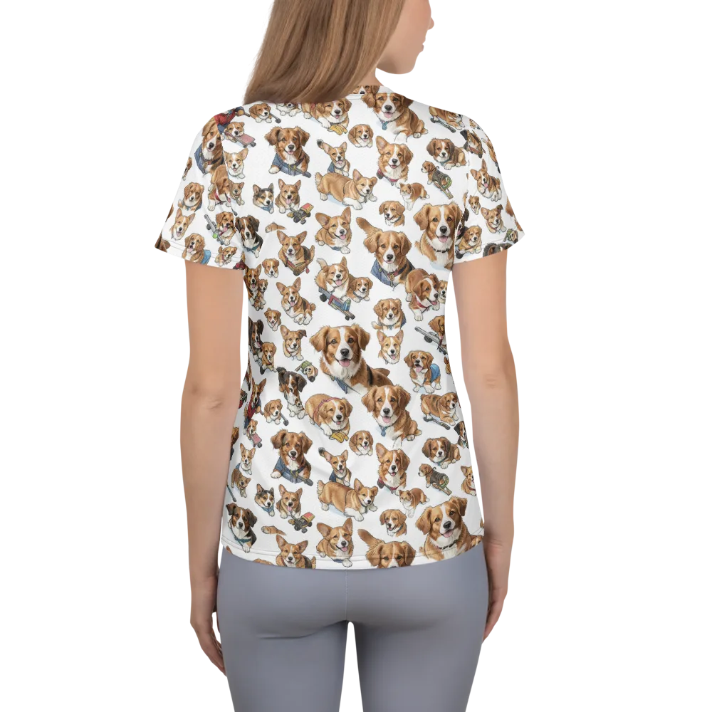 Paws On Parade on Women's Athletic T-Shirt — Back