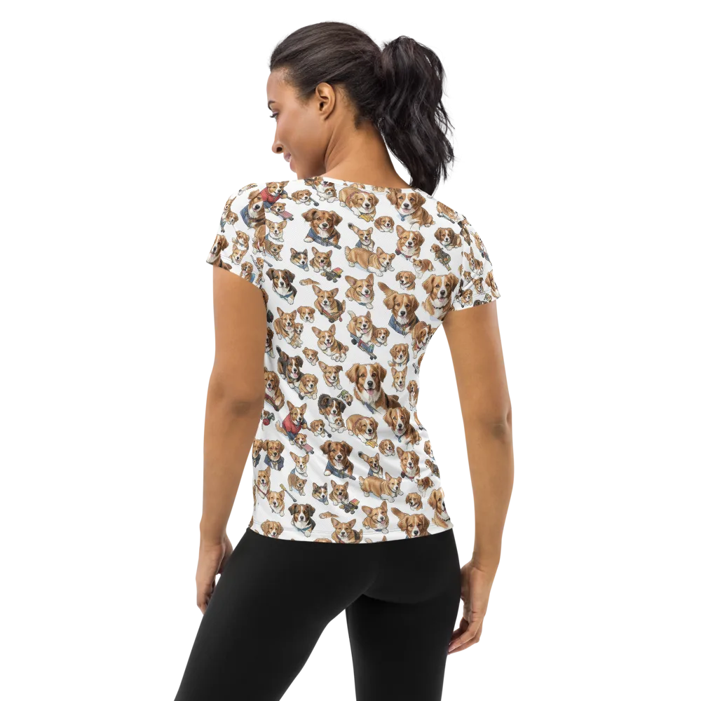 Paws On Parade on Women's Athletic T-Shirt — Back
