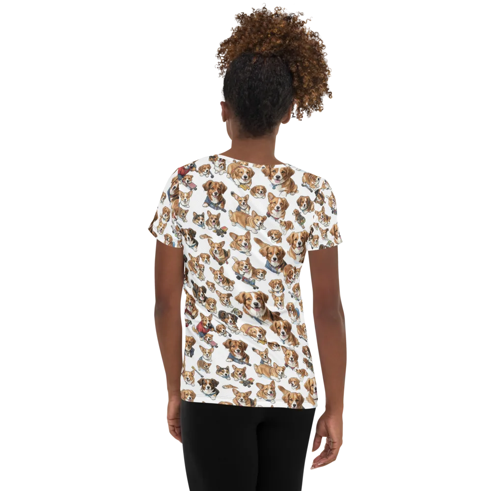 Paws On Parade on Women's Athletic T-Shirt — Back