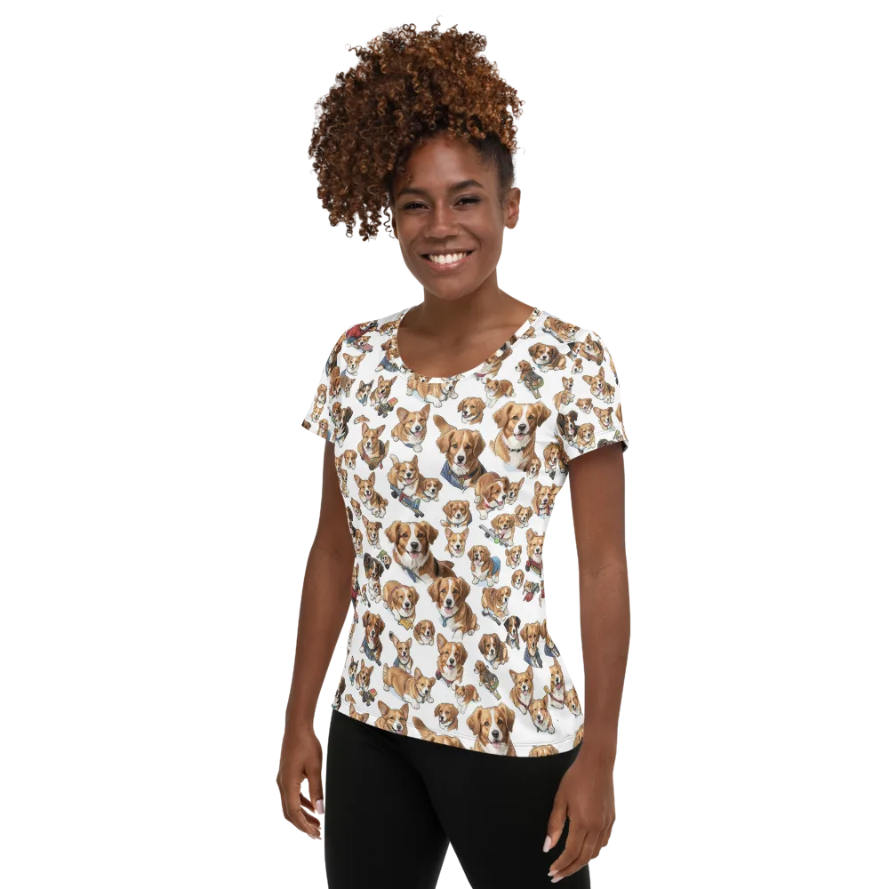 Paws On Parade on Women's Athletic T-Shirt — Left