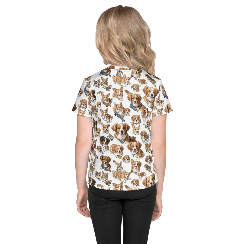 Paws On Parade on Kids Crew Neck T-Shirt — Back