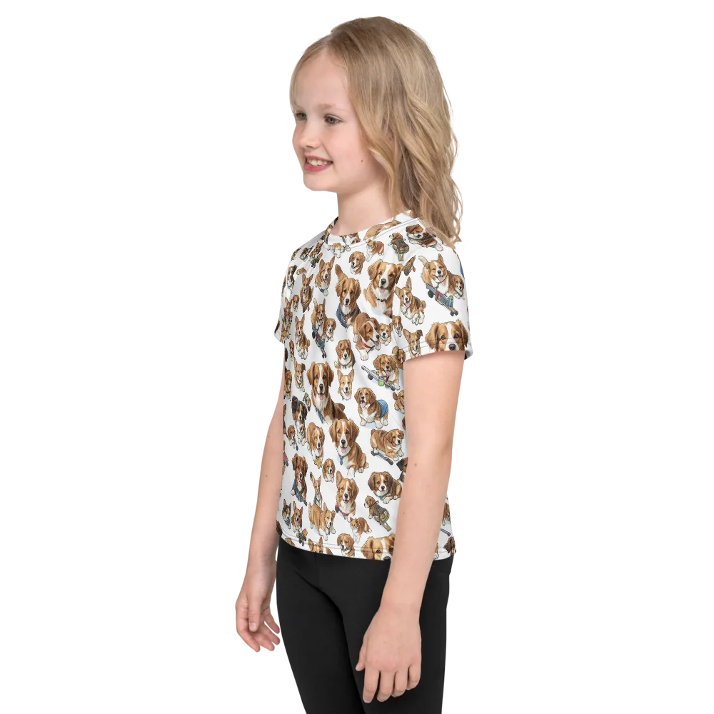 Paws On Parade on Kids Crew Neck T-Shirt — Left