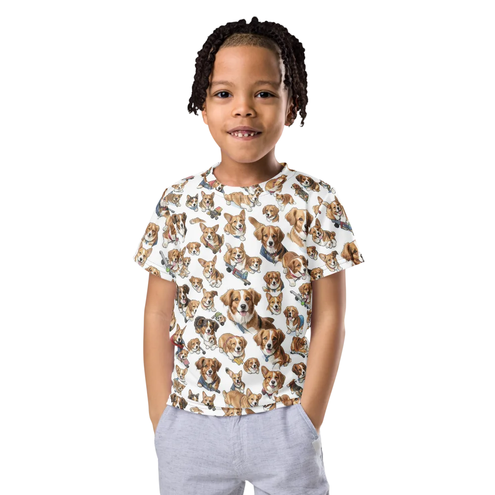 Paws On Parade on Kids Crew Neck T-Shirt — Front