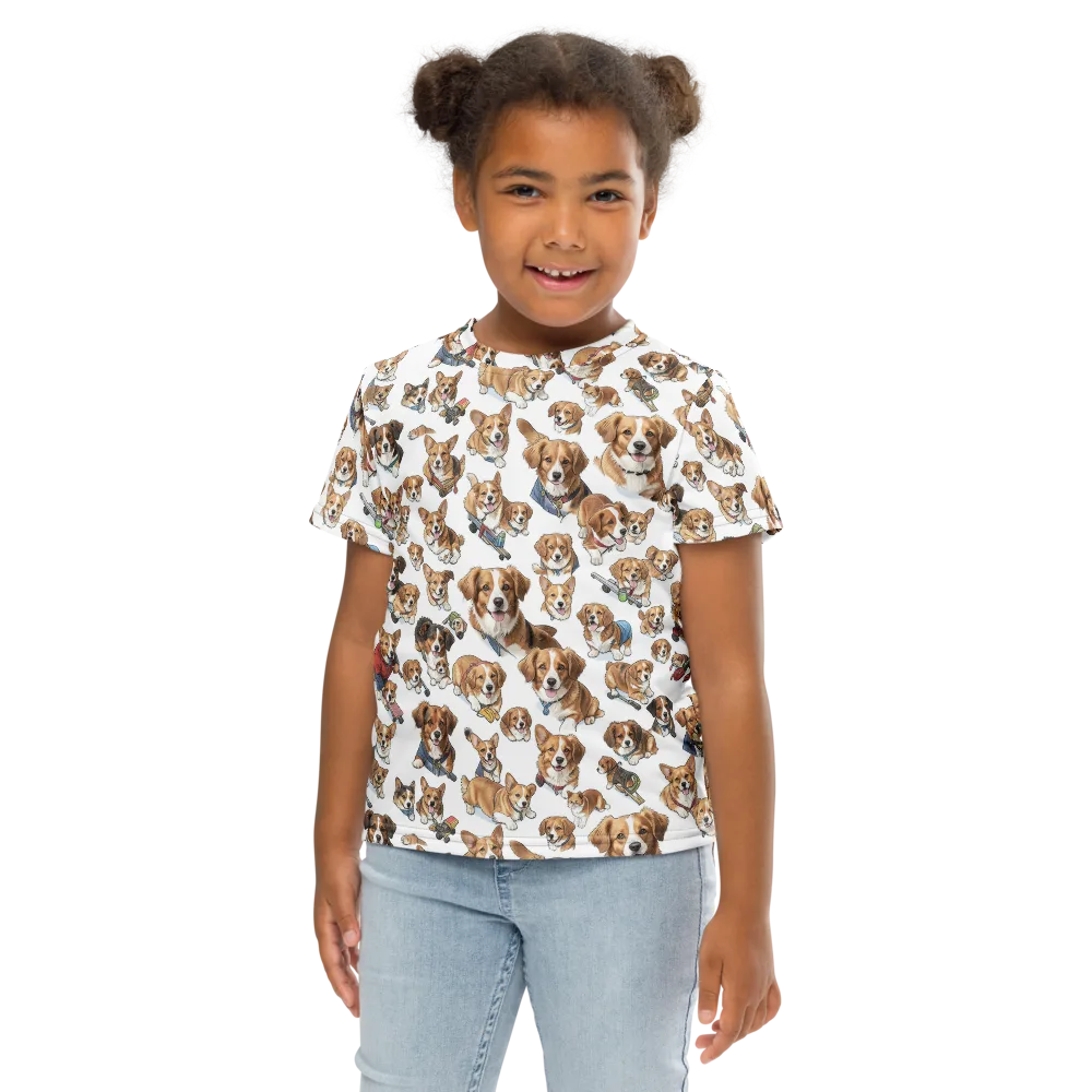 Paws On Parade on Kids Crew Neck T-Shirt — Front