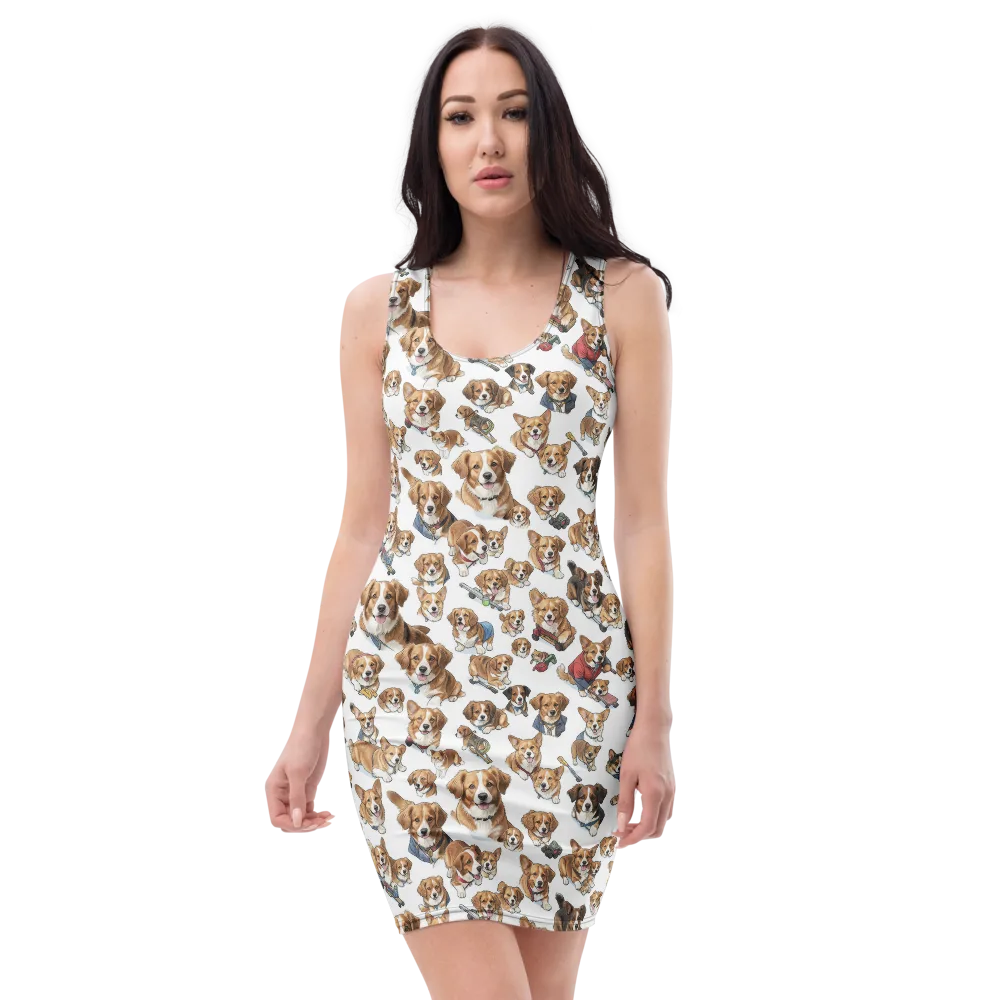 Paws On Parade on Bodycon Dress — Front