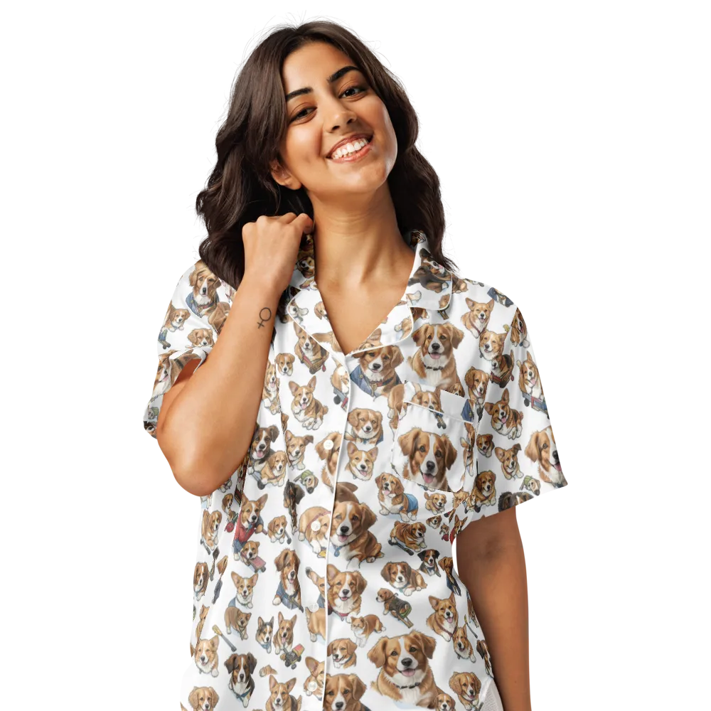 Paws On Parade on Women's Short Sleeve Pajama Top — Front