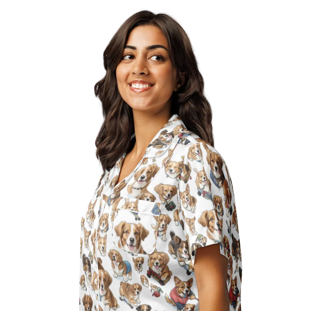 Paws On Parade on Women's Short Sleeve Pajama Top — Left Front