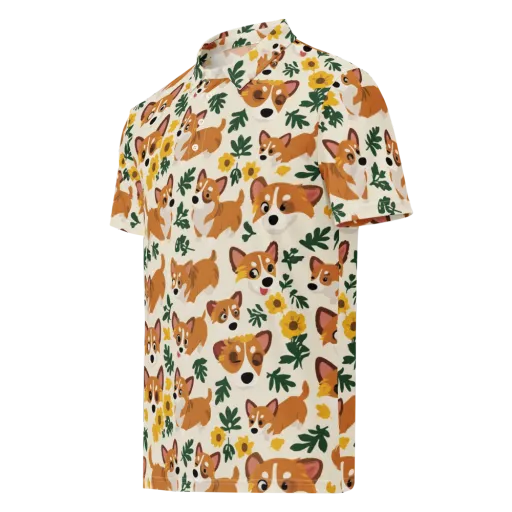 Corgi Garden on a Men's Slim Fit Polo Shirt