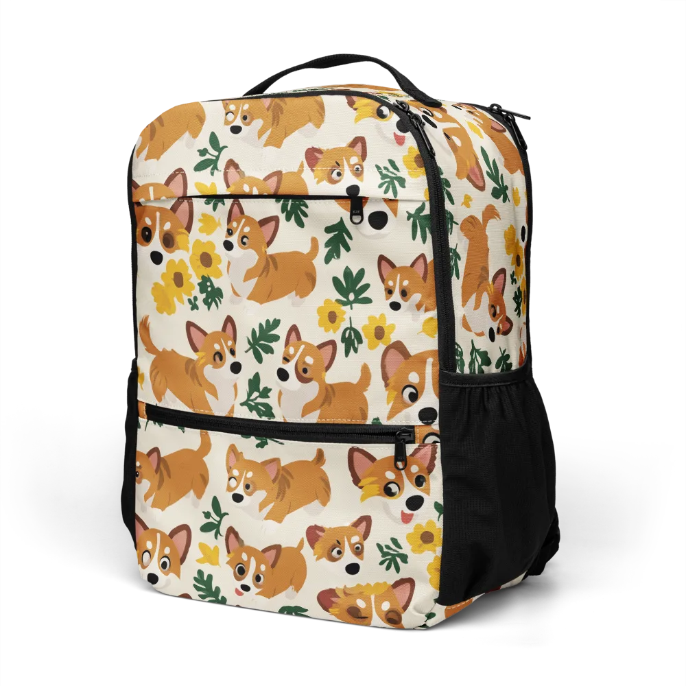 Corgi Garden on Utility Backpack — Left Front