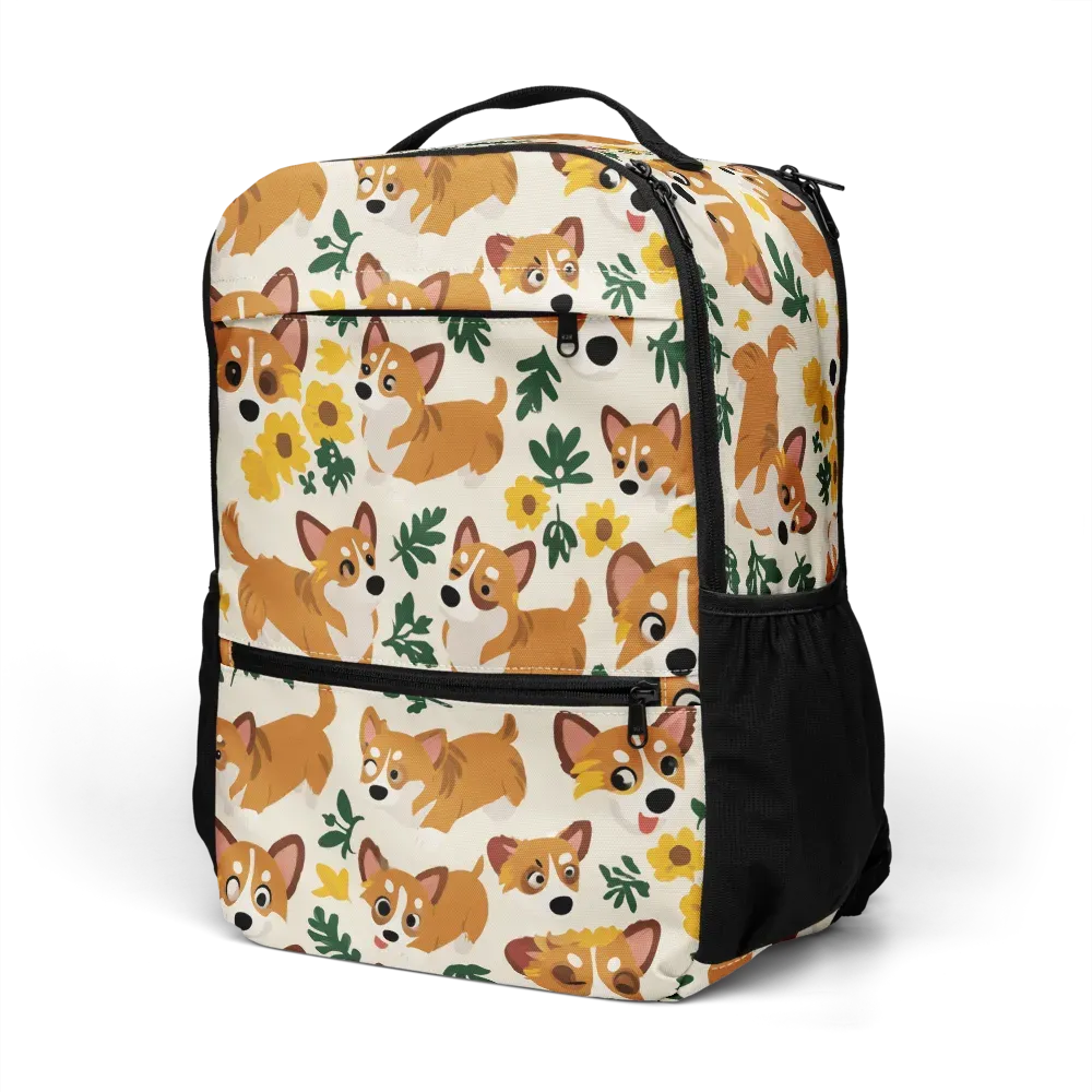 Corgi Garden on Utility Backpack — Left Front