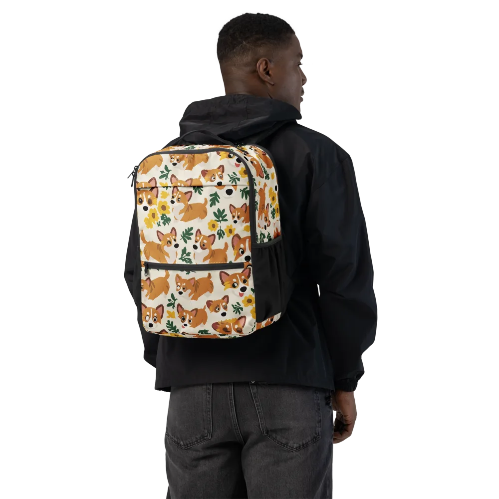 Corgi Garden on Utility Backpack — Back