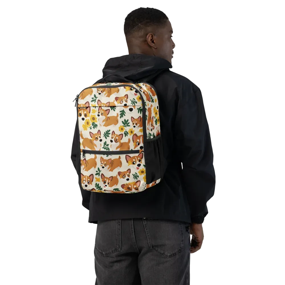 Corgi Garden on Utility Backpack — Back