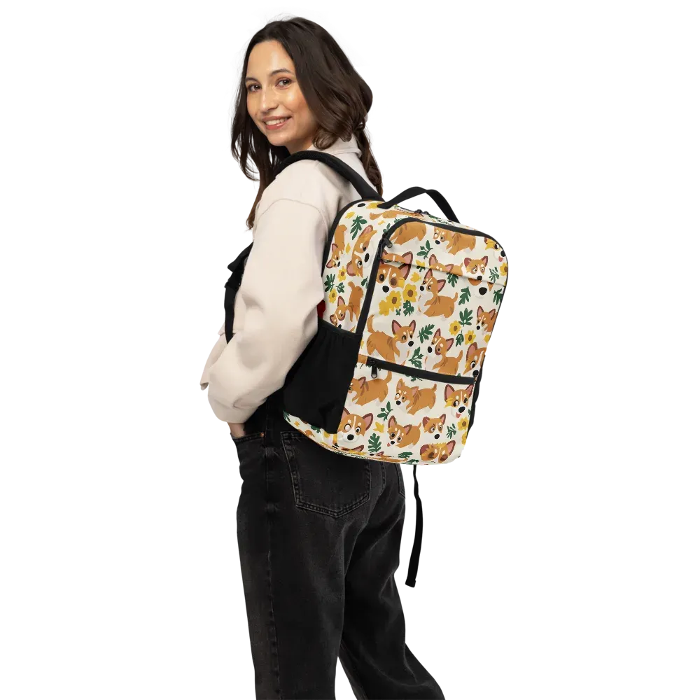 Corgi Garden on Utility Backpack — Back