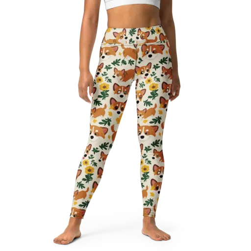 Corgi Garden on a Yoga Leggings