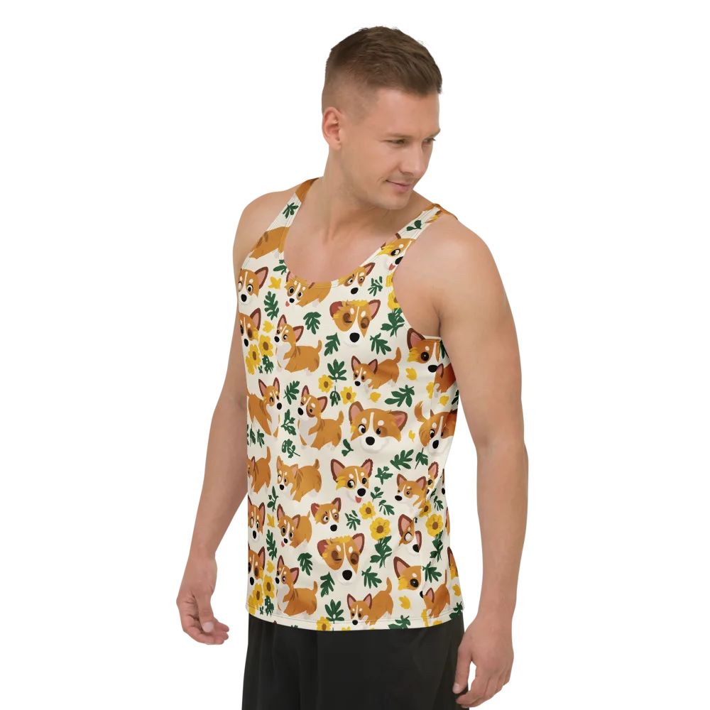 Corgi Garden on Men's Tank Top — Left Front
