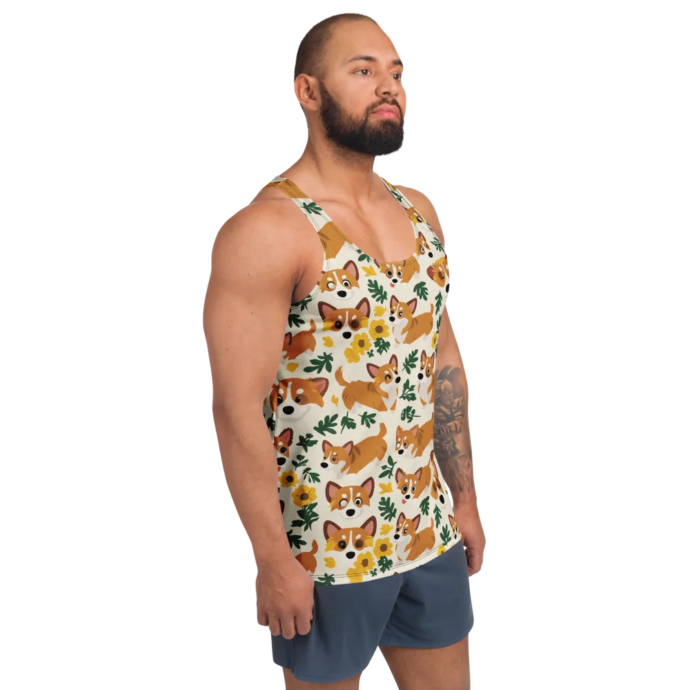 Corgi Garden on Men's Tank Top — Right Front