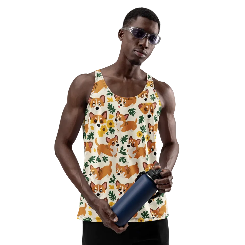 Corgi Garden on Men's Tank Top — Front