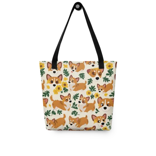 Corgi Garden on a Tote Bag