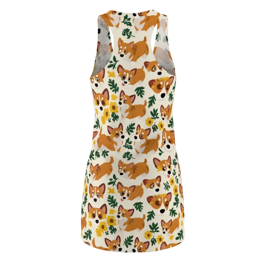 Corgi Garden on Racerback Dress — Back