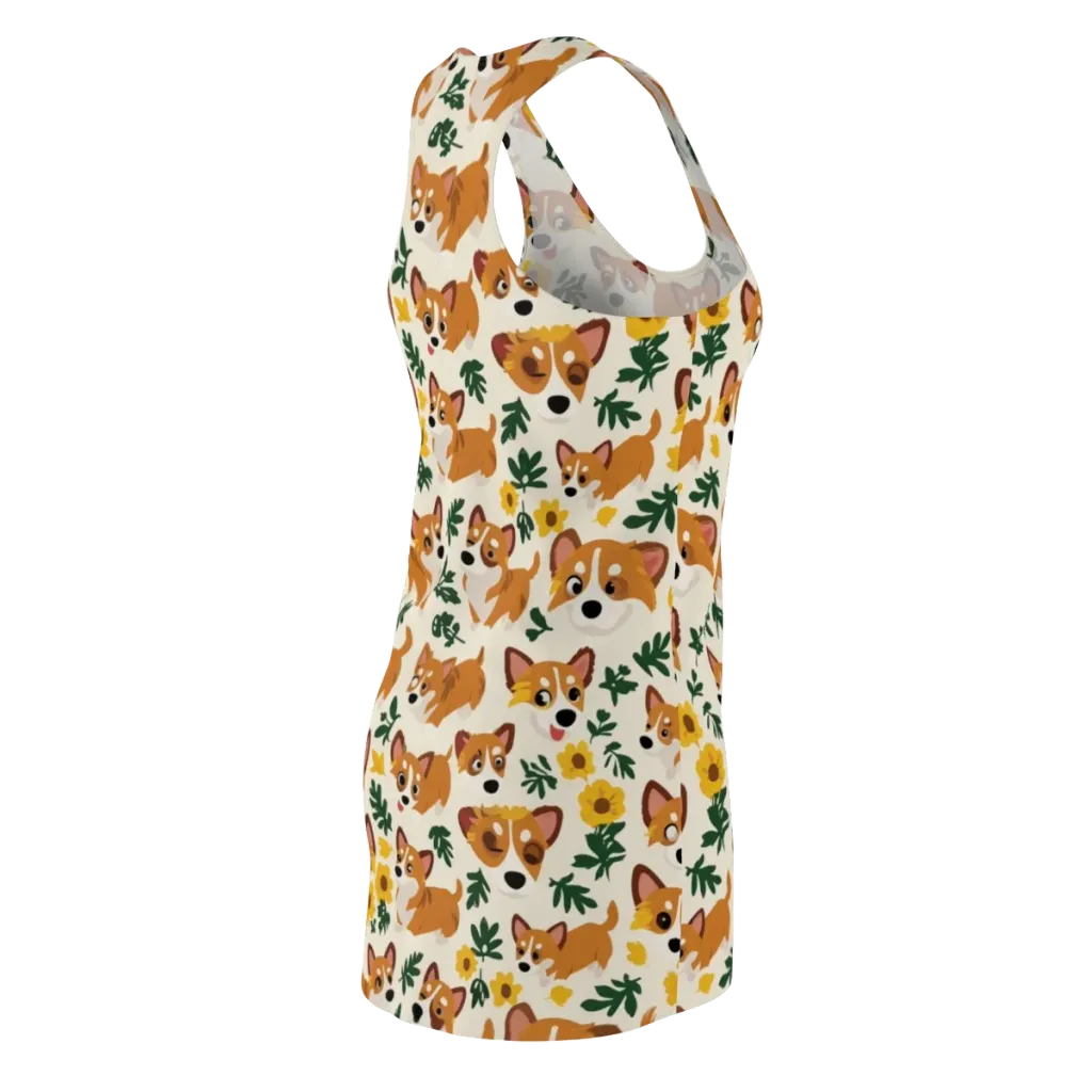 Corgi Garden on Racerback Dress — Back Side