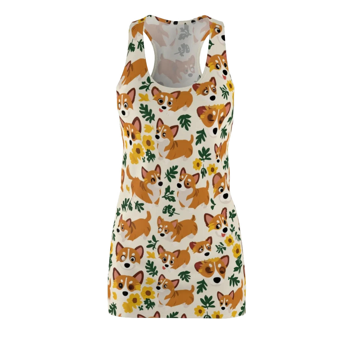 Corgi Garden on Racerback Dress — Front
