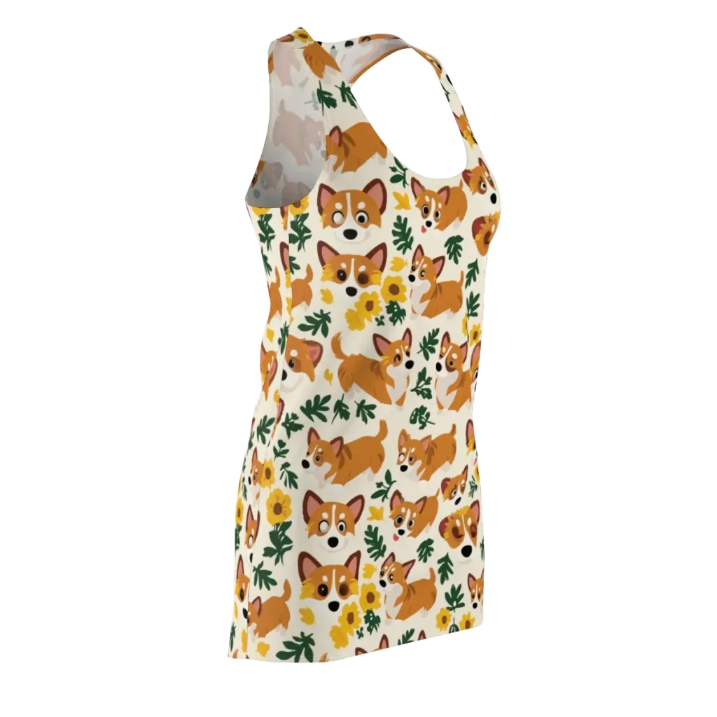 Corgi Garden on Racerback Dress — Front Side