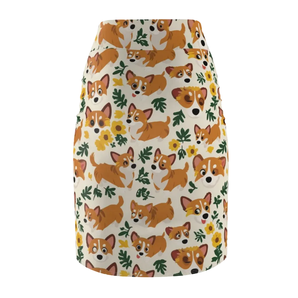 Corgi Garden on Pencil Skirt — Back
