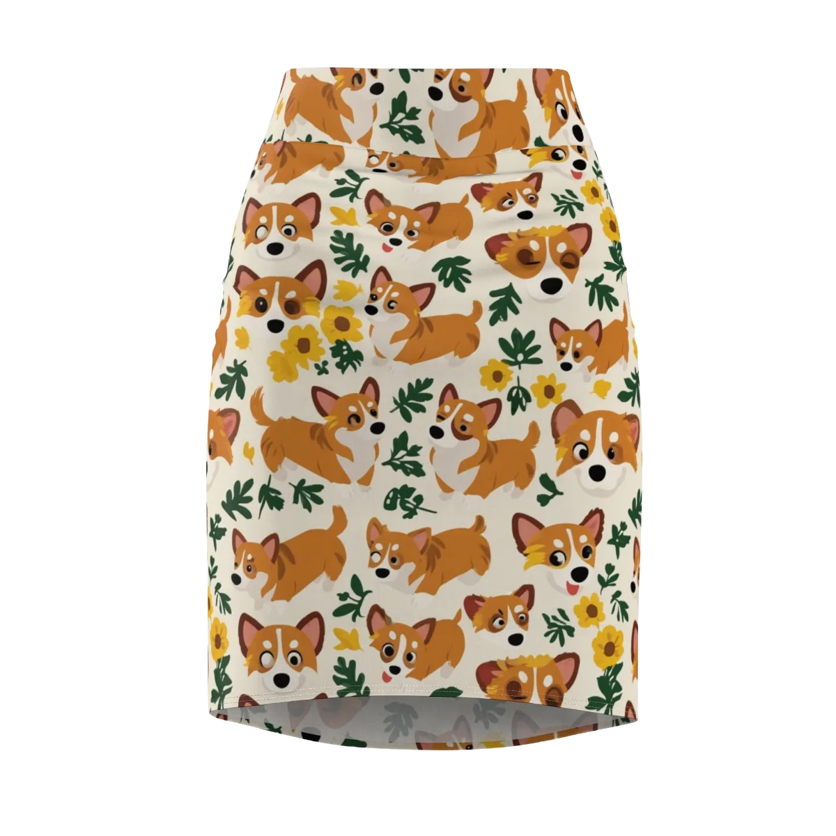 Corgi Garden on Pencil Skirt — Front