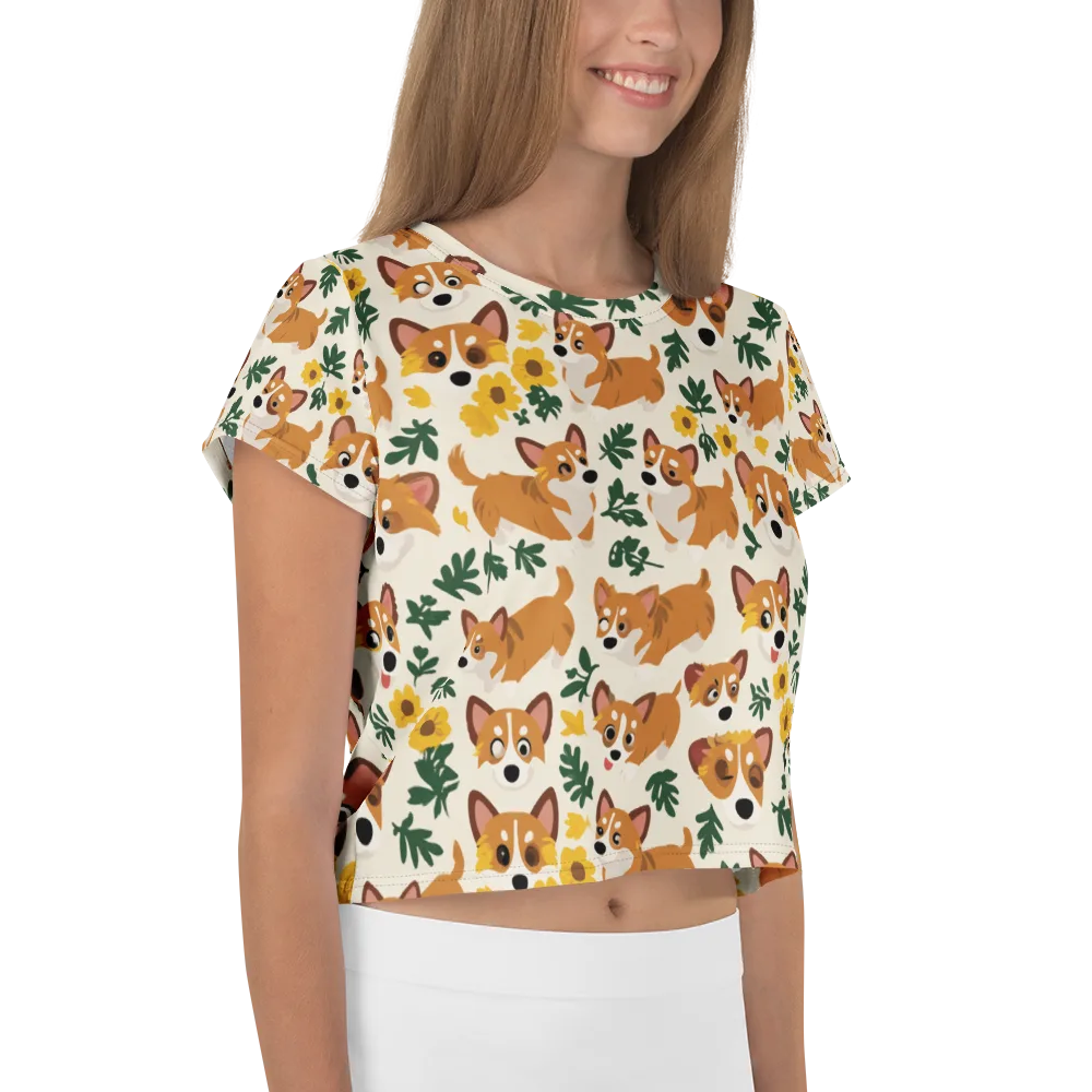 Corgi Garden on Crop Tee — Right