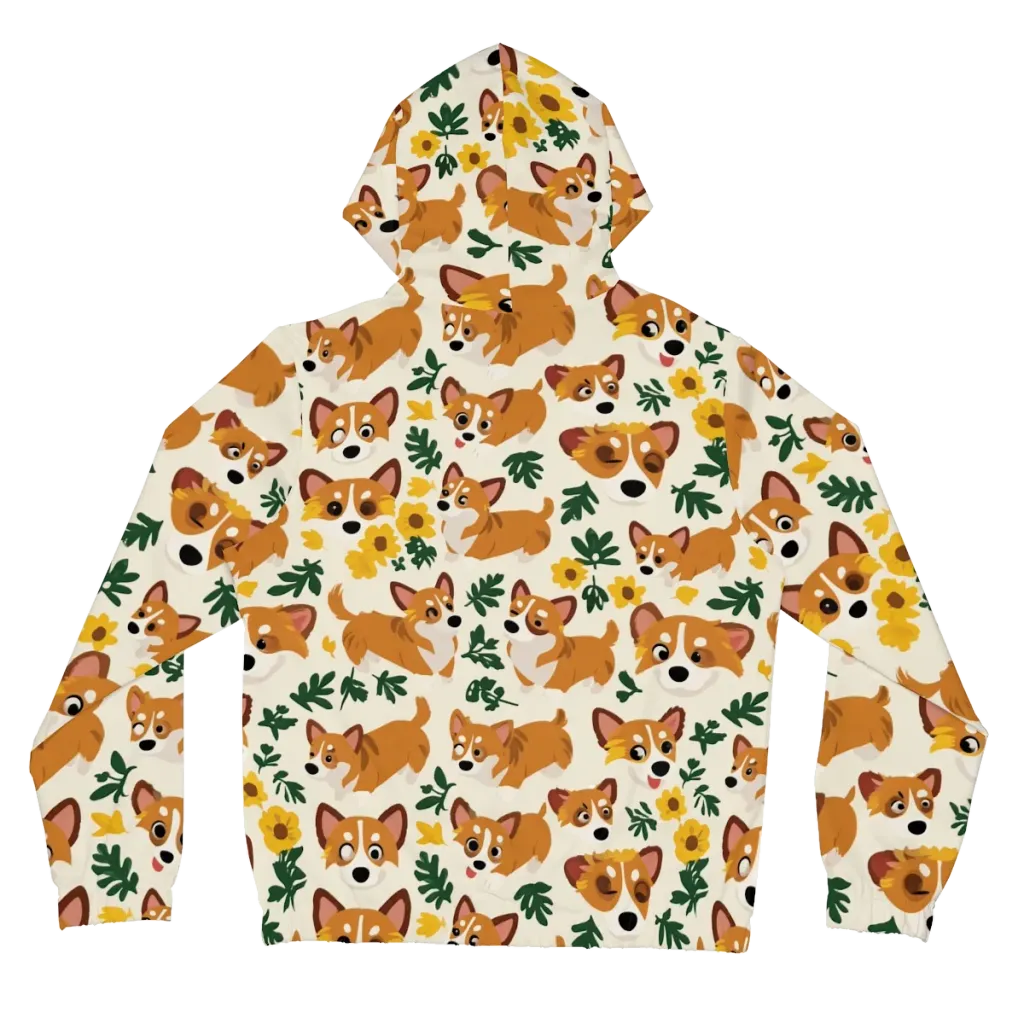 Corgi Garden on Women's Full-Zip Hoodie — Back