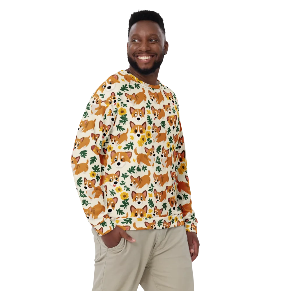 Corgi Garden on Sweatshirt — Front