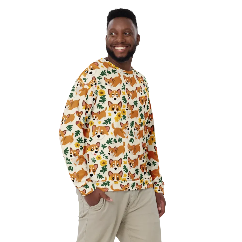 Corgi Garden on Sweatshirt — Front